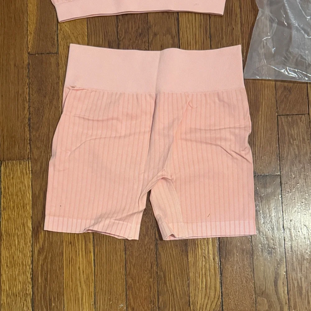 Peach  Ribbed Two-Piece Set - Picture 6 of 6